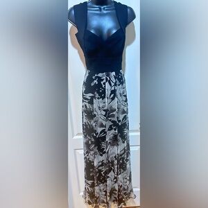 Tadashi collection bandage upper and Black and Gray Floral Maxi Dress size 4